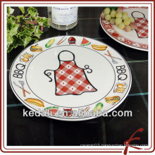 10" ceramic food plate with decal decoration